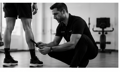 Entrenador realizando valoración funcional